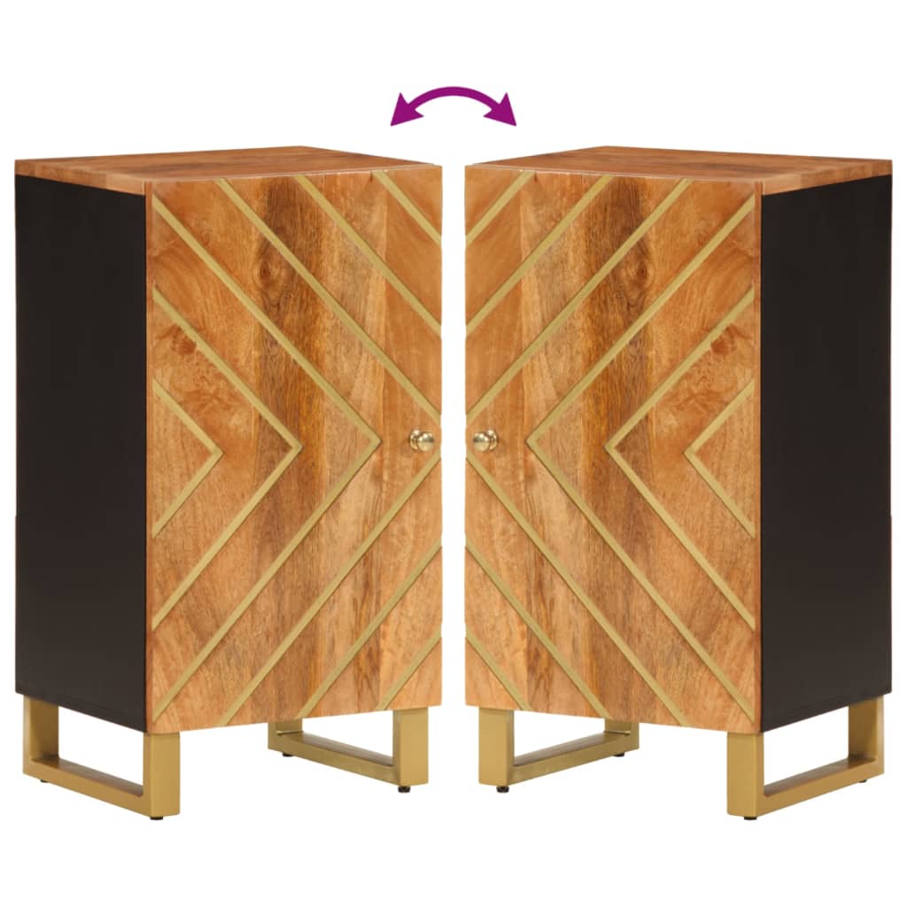 Beistellschrank Braun und Schwarz 40x33,5x75 Massivholz Mango
